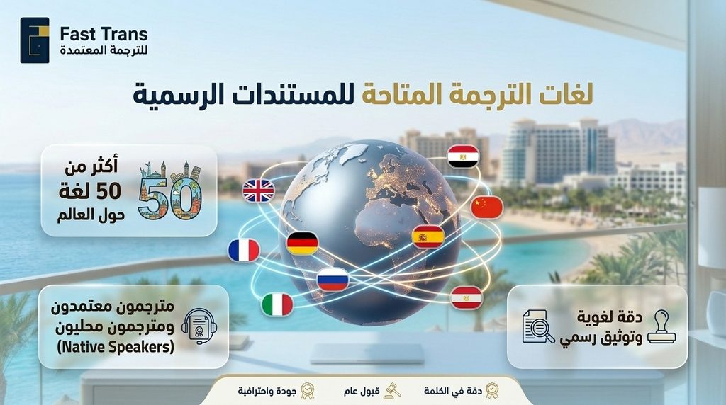لغات الترجمة المتاحة للمستندات الرسمية