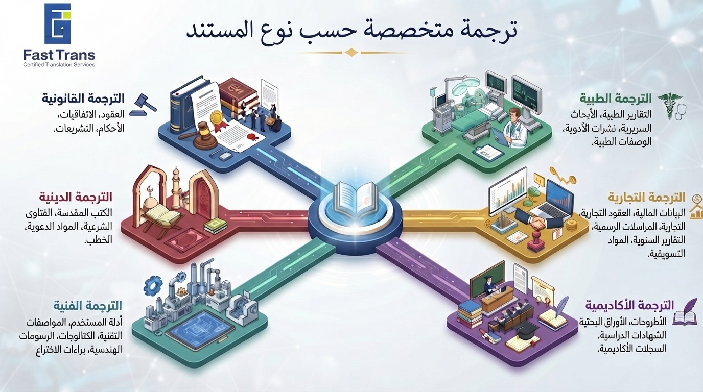 ترجمة متخصصة حسب نوع المستند