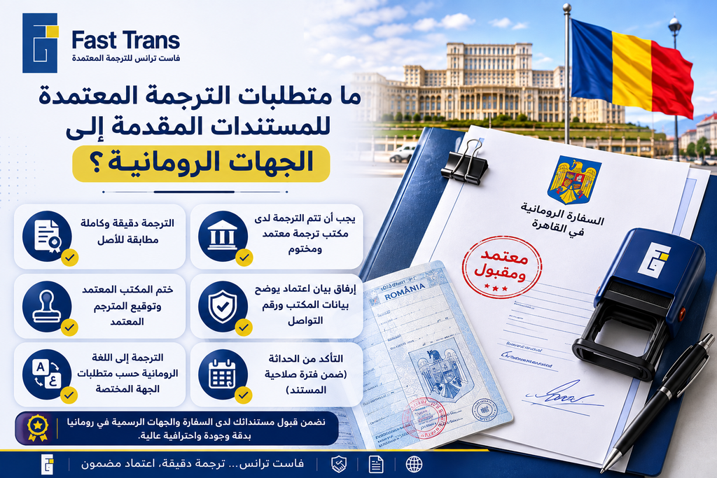 ما متطلبات الترجمة المعتمدة للمستندات المقدمة إلى الجهات الرومانية؟
