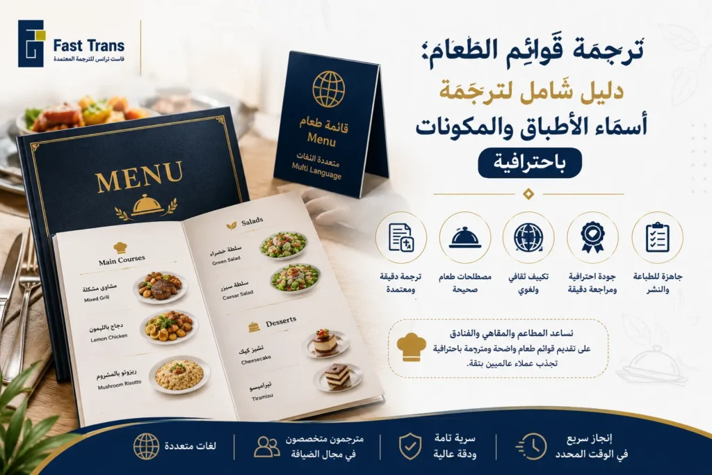 ترجمة قوائم الطعام