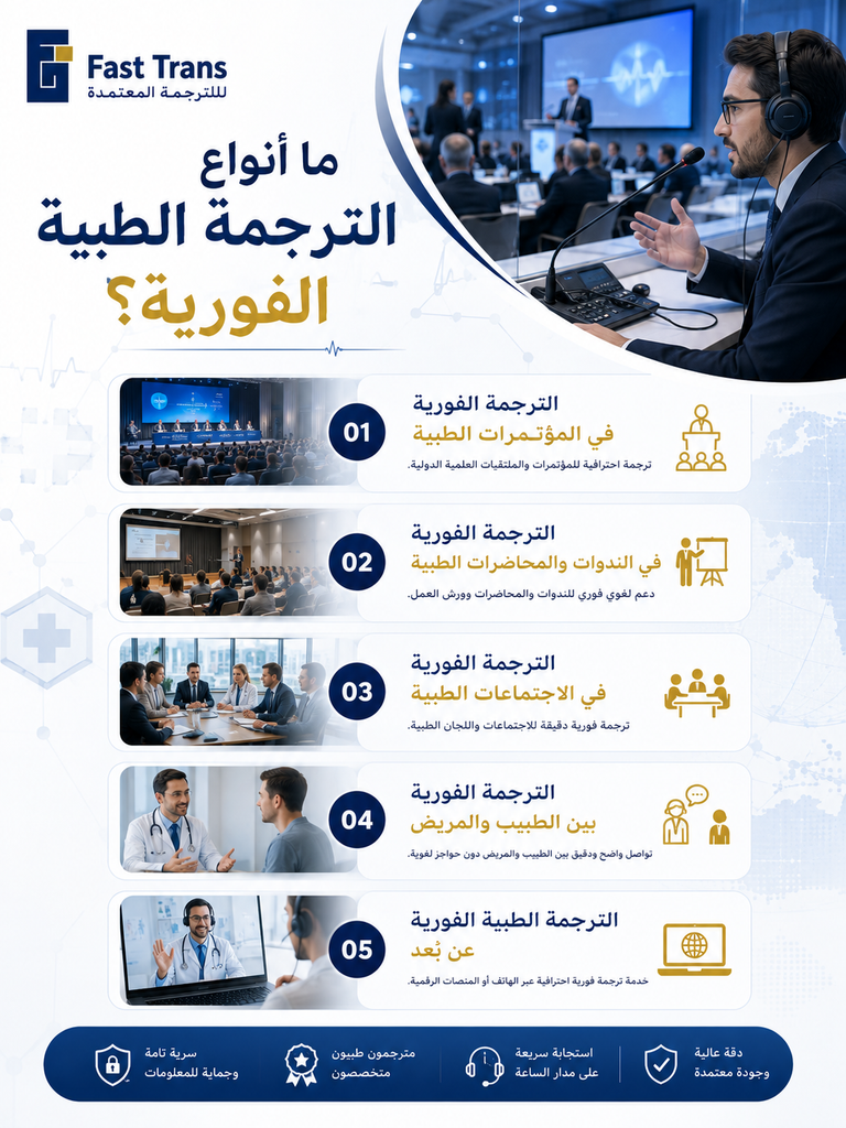 ما أنواع الترجمة الطبية الفورية؟
