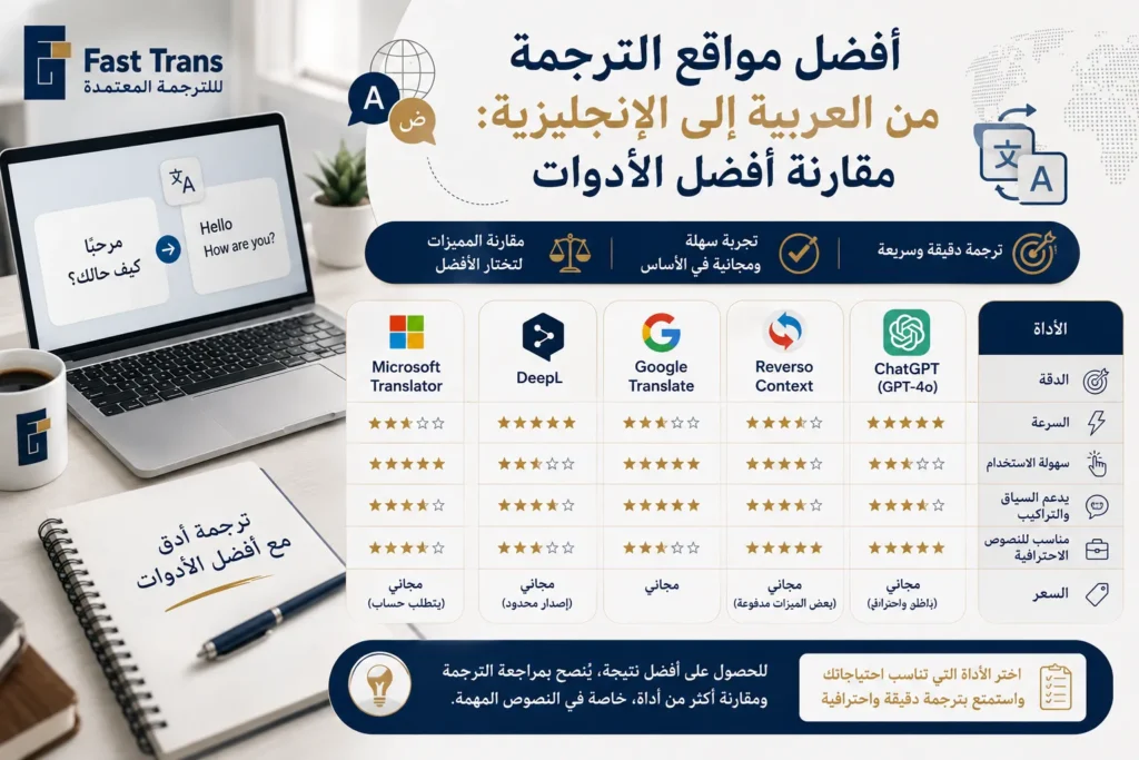 أفضل مواقع الترجمة من العربية إلى الإنجليزية